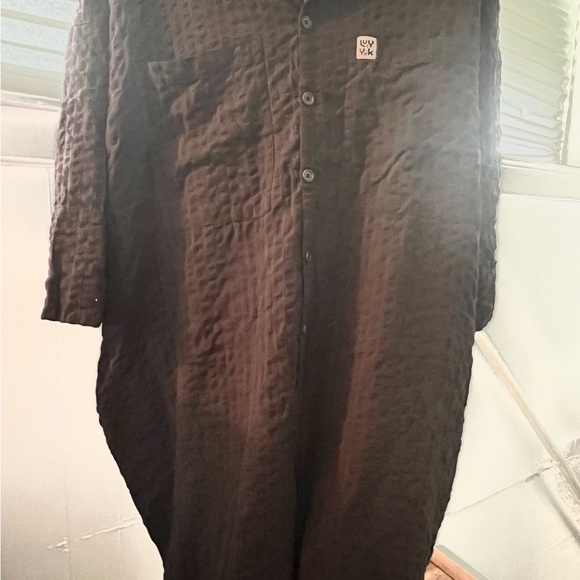 US 28 Lucy & Yak Fran Cotton Seersucker Jumpsuit Black - Picture 2 of 9